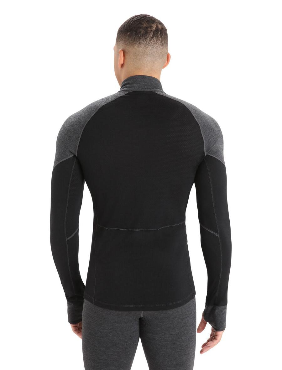 Jet Heather / Black Men's Icebreaker BodyfitZone™ Merino 260 Zone Long Sleeve Half Zip Thermal Top Base Layers | USA 1349LISH